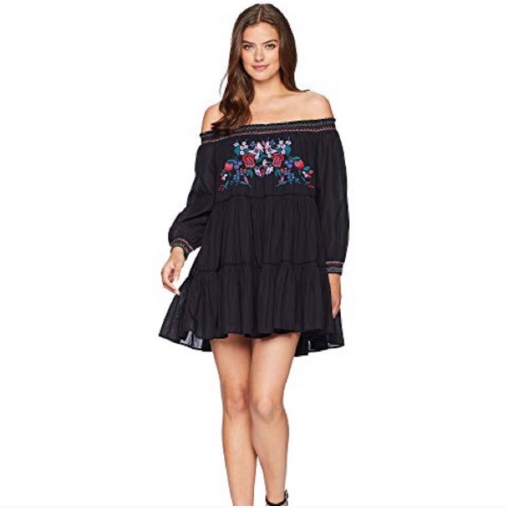 Free People Sunbeams Boho Floral Embroidered Dress